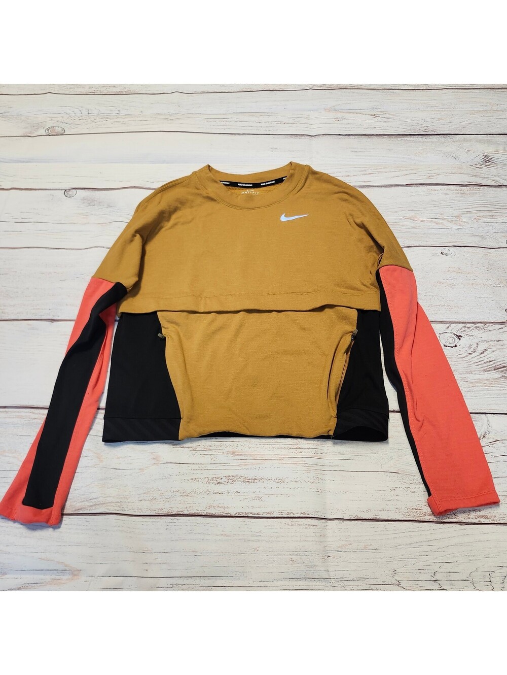 Nike Running Dri-Fit Colorblock Long Sleeve Shirt Size Small
